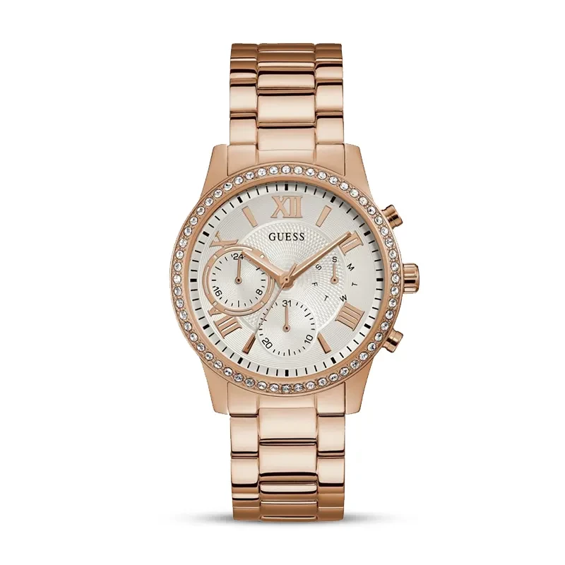 Guess Solar Crystal Silver Dial Ladies Watch | W1069L3